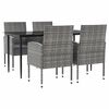 vidaXL Set mobilier de grădină, 5 piese, gri&negru, poliratan și oțel
