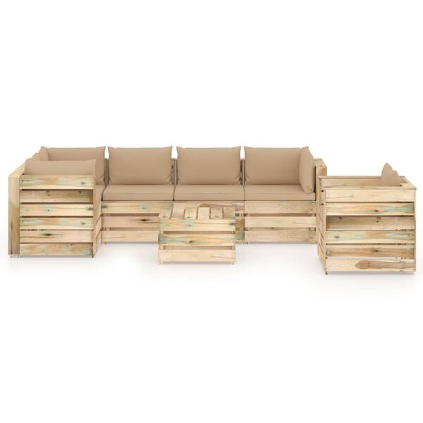vidaXL Set mobilier de grădină cu perne, 7 piese, lemn verde tratat