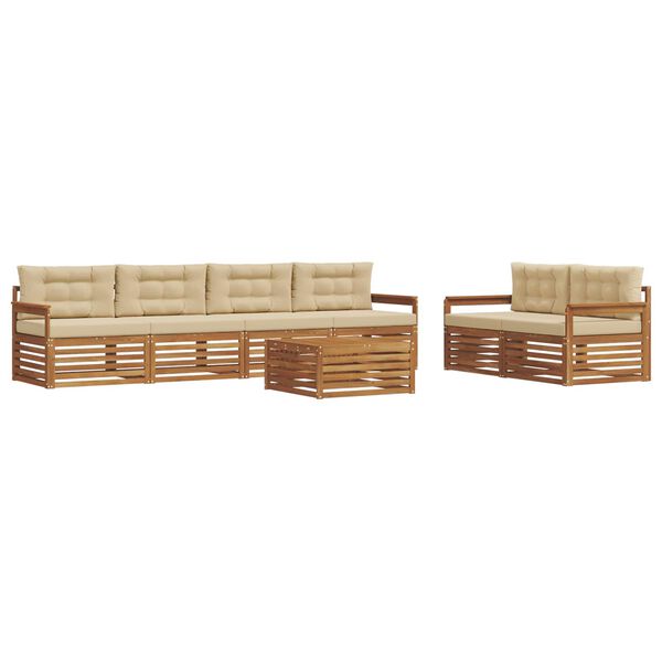 vidaXL Set de canapele de exterior cu pernă 7 pcs Natural și Bej