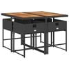 vidaXL Set mobilier de grădină cu perne, 5 piese, negru, poliratan