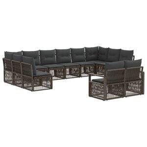 vidaXL Set de canapele pentru grădină 12 pcs Gri poliratan