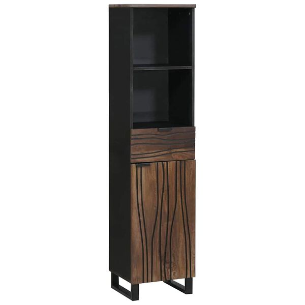 vidaXL Set de mobilier pentru baie cu ușă 3 pcs Maro Nuc Lemn compozit