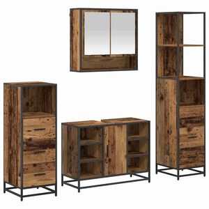 vidaXL Set de mobilier pentru baie 4 pcs Lemn Vechi Lemn compozit