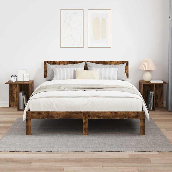 vidaXL Masă laterală 2 pcs Stejar fumuriu 37 x 32 x 40 cm