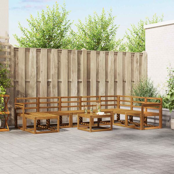 vidaXL Set de canapele de exterior 9 pcs natural Lemn Solid de Acacia