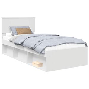 vidaXL Cadru de pat cu headboard Alb 90 x 200 cm Lemn de pin masiv