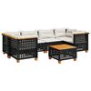 vidaXL Set canapele de grădină cu perne, 7 piese, negru, poliratan