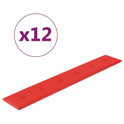vidaXL Panouri de perete 12 buc. roșu 90x15 cm piele ecologică 1,62 m²