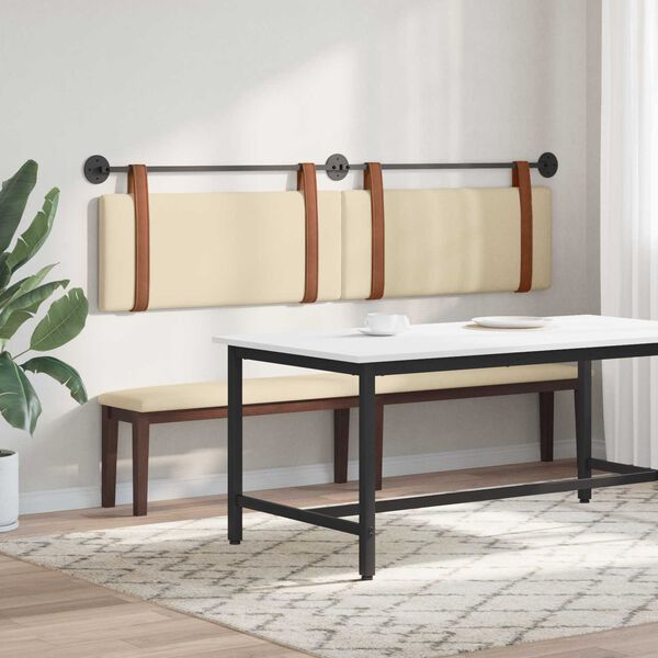 vidaXL Cap de pat suspendat Pe perete Crem 210 x 55 x 5 cm PU antic