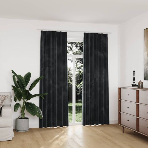 vidaXL Draperii opace cu cârlige, 2 buc, antracit, 140x225 cm catifea