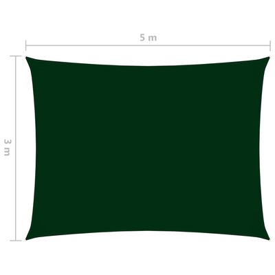 vidaXL Parasolar, verde închis, 3x5 m, țesătură oxford, dreptunghiular