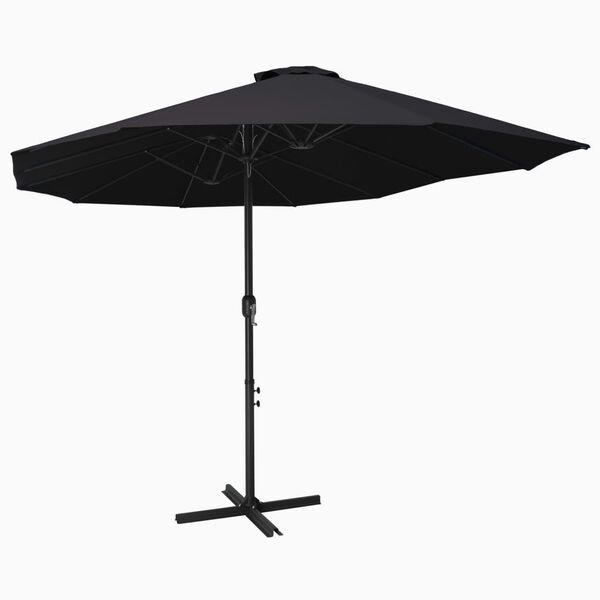 vidaXL Umbrelă de soare exterior cu st&acirc;lp aluminiu, negru, 460x270 cm
