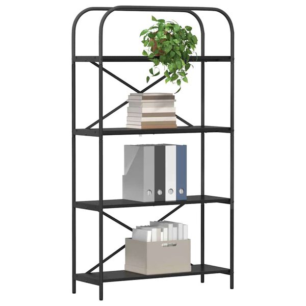 vidaXL Raft pentru cărți Stejar Negru 80 x 30 x 146 cm Lemn compozit