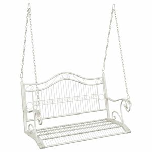 vidaXL Bancă swinging Oțel 115 x 61 x 63 cm Alb Antic