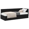 vidaXL Cadru de pat colțar cu saltea cu headboard 2 pcs Negru Catifea