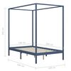 vidaXL Cadru pat baldachin, 4 sertare, gri, 140x200 cm, lemn masiv pin