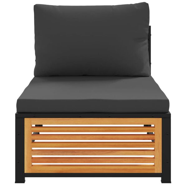 vidaXL Canapea de grădină fără cotiere, cu perne, lemn masiv acacia