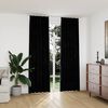 vidaXL Draperii opace cu c&acirc;rlige, 2 buc., negru, 140x245 cm, catifea