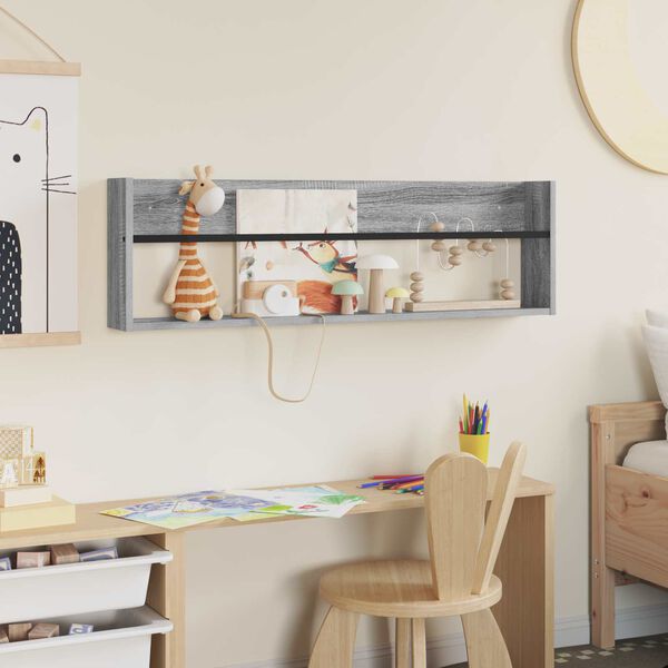 vidaXL Raft pentru reviste Gri Sonoma 100 x 12 x 30 cm Lemn compozit