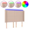 vidaXL Tăblie de pat cu LED, cappuccino, 147x16x118/128 cm, piele eco