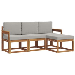 vidaXL Set de canapele de exterior 4 pcs Gri natural și deschis