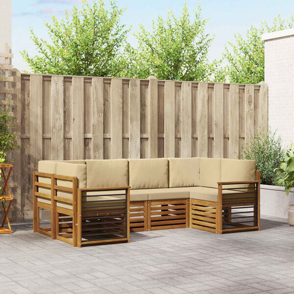 vidaXL Set canapea sectională 6 pcs natural Lemn Solid de Acacia