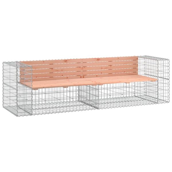 vidaXL Bancă de grădină cu gabion, 244x71x65,5 cm, lemn masiv Douglas