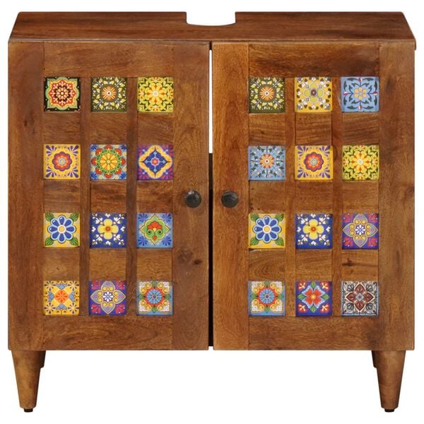 vidaXL Dulap pentru Chiuveta de Baie cu ușă castan 62 x 33 x 58 cm