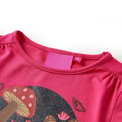 Tricou pentru copii cu mâneci lungi, roz aprins, 92