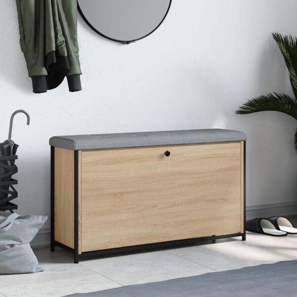 vidaXL Bancă pantofi cu sertar rabatabil, stejar sonoma, 102x32x56 cm