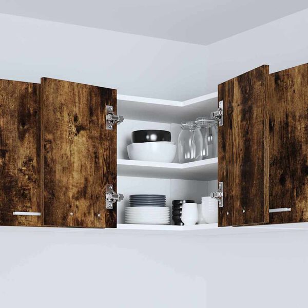 vidaXL Dulap suspendat Stejar afumat și alb 57 x 57 x 40 cm