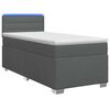 vidaXL Pat box spring cu saltea și LED Gri &icirc;nchis Unic Țesătură