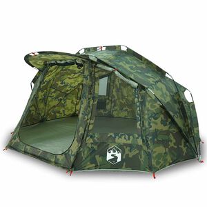 vidaXL Cort de pescuit pentru 5 persoane, camuflaj, impermeabil