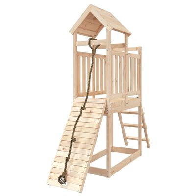 vidaXL Căsuță de joacă cu perete de cățărat, lemn masiv de pin