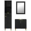 vidaXL Set mobilier de baie, 3 piese, negru, lemn compozit