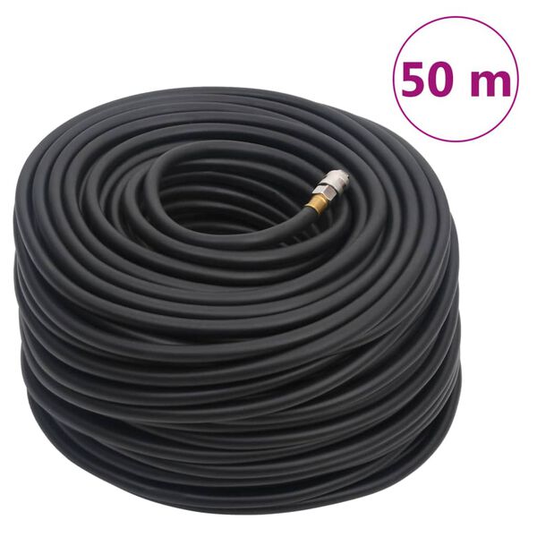 vidaXL Furtun de aer hibrid, negru, 0,6", 50 m, cauciuc și PVC