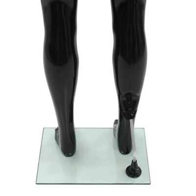 vidaXL Corp manechin masculin, suport din sticlă, negru lucios, 185 cm