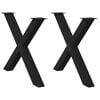 vidaXL Picioare de masă &icirc;n formă de X, 2 buc., negru, 90x(72-73) cm, oțel