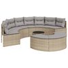 vidaXL Set canapea de grădină, 3 piese, semi-rotunde, bej, poliratan