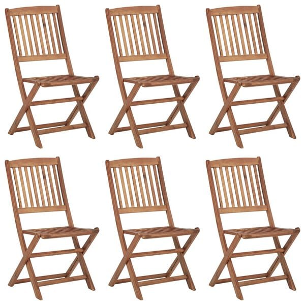 vidaXL Scaune de grădină pliabile cu perne, 6 buc., lemn masiv acacia