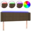 vidaXL Tăblie de pat cu LED, maro &icirc;nchis, 147x16x78/88 cm, textil