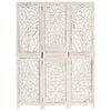 vidaXL Paravan cameră sculptat manual 3 panouri alb 120x165 cm mango