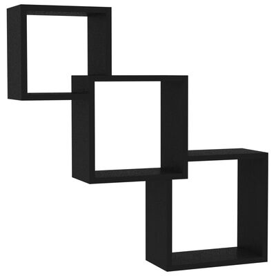vidaXL Rafturi de perete, cub, negru, 68x15x68 cm, PAL