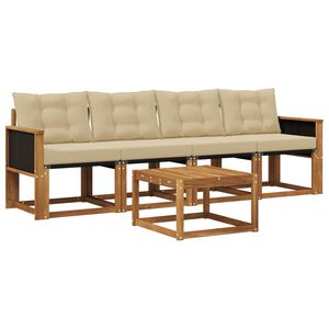 vidaXL Set de canapele de exterior cu pernă 5 pcs Natural și Bej