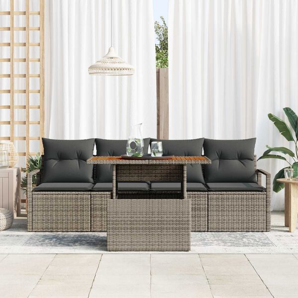 vidaXL Set de canapele pentru grădină 5 pcs Gri Rattan poli