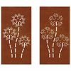 vidaXL Decor perete grădină 2 buc. 105x55 cm design flori oțel Corten