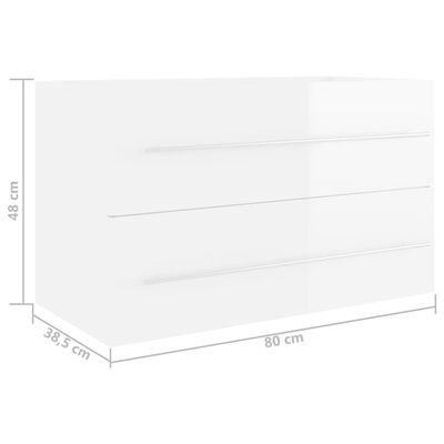 vidaXL Dulap de chiuvetă, alb extralucios, 80x38,5x48 cm, PAL