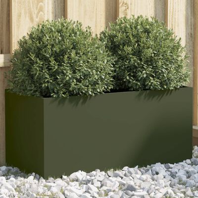 vidaXL Jardinieră, verde măsliniu, 62x30x29 cm, oțel laminat la rece