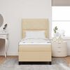vidaXL Pat cu arcuri cu saltea cu headboard Crem 200 x 100 cm țesătură
