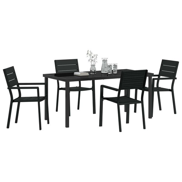 vidaXL Set de masă pentru grădină 5 pcs Negru